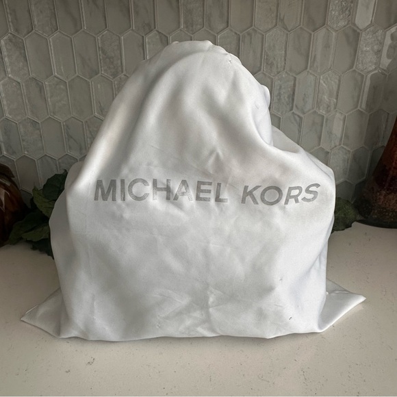 Michael Kors Bedford Pebbled Leather Satchel Bag With Tassels - Taupe - Picture 13 of 13